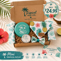 Mini Tropical Pup Kit — teal frisbee, paw balm, bandana, bow tie